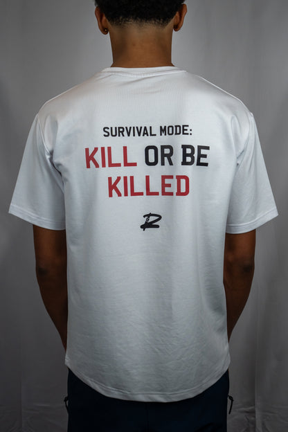 Survival Mode: Kill Or Be Killed Premium Oversized T-Shirt (White)