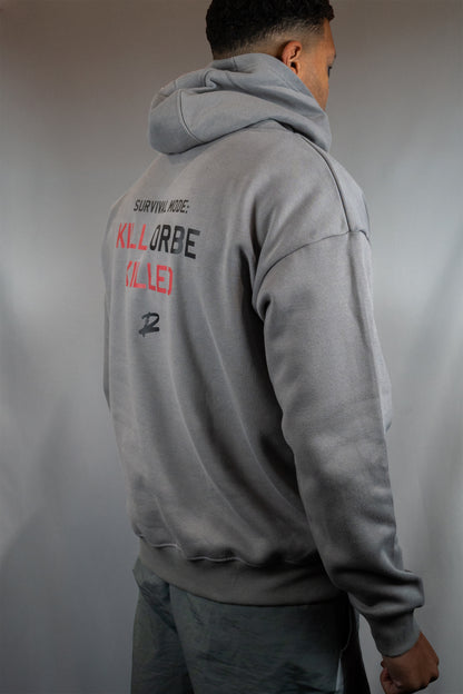 Survival Mode: Kill Or Be Killed Premium Oversized Hoodie (Grey)